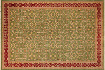 handmade Transitional Kafkaz Chobi Ziegler Green Red Hand Knotted RECTANGLE 100% WOOL area rug 12 x 18